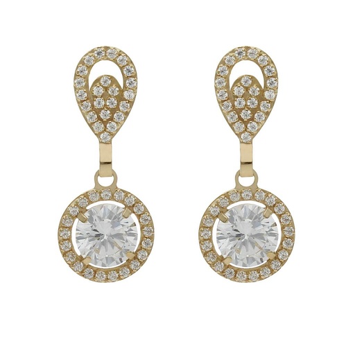 [P1461] Pendientes oro 18 kt circonitas - 9x22mm