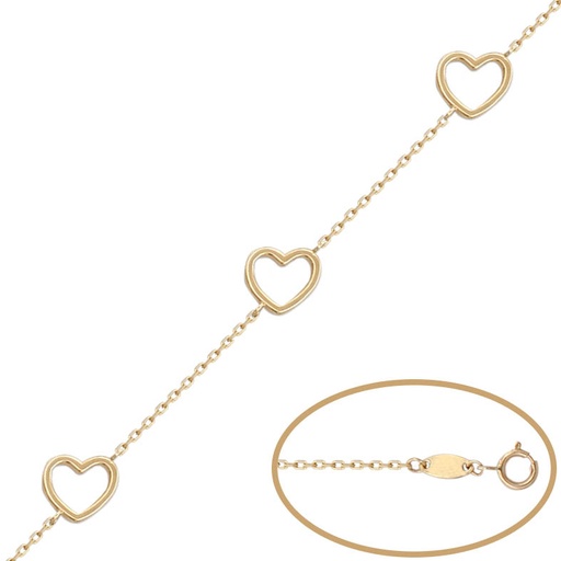 [PU1056] Pulsera oro 18 kt - 3 corazones