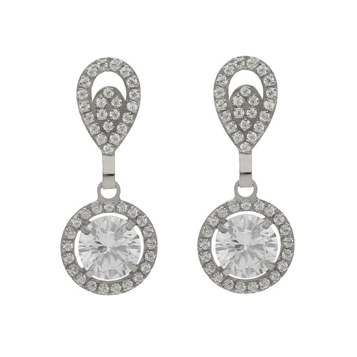 [P1475] Pendientes oro blanco 18 kt circonitas - 9x22mm