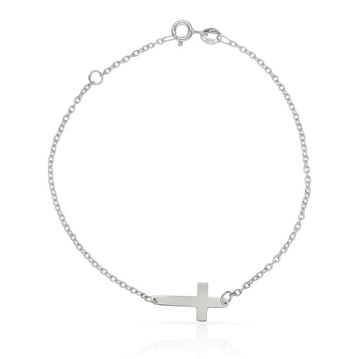 [PU1015] Pulsera oro blanco 18 kt cruz