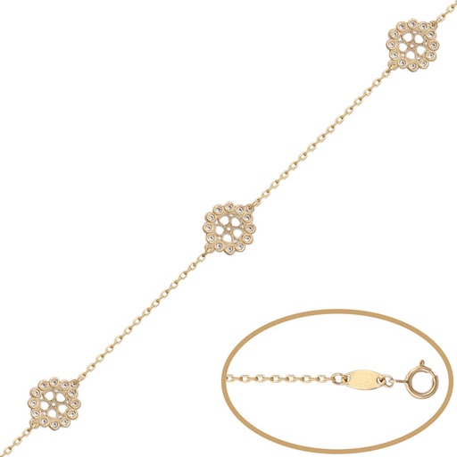 [PU1025] Pulsera oro 8 kt flor circonitas