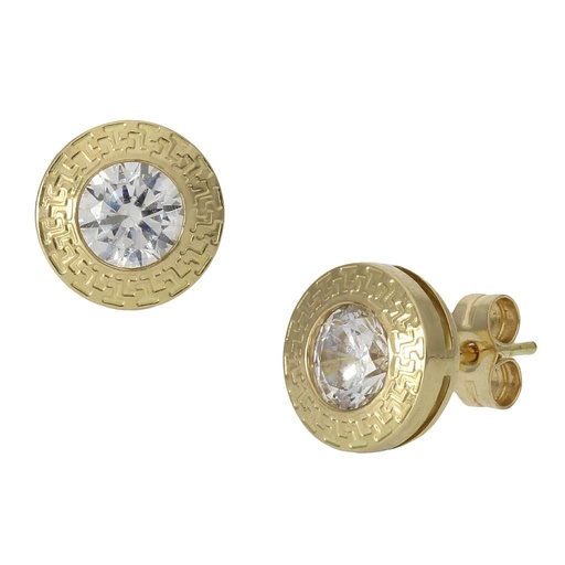[P974] Pendientes oro 18 kt chaton - 9mm