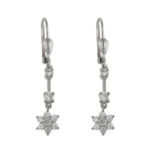[P1362] Pendientes oro blanco 18 kt circonitas - 7x36mm