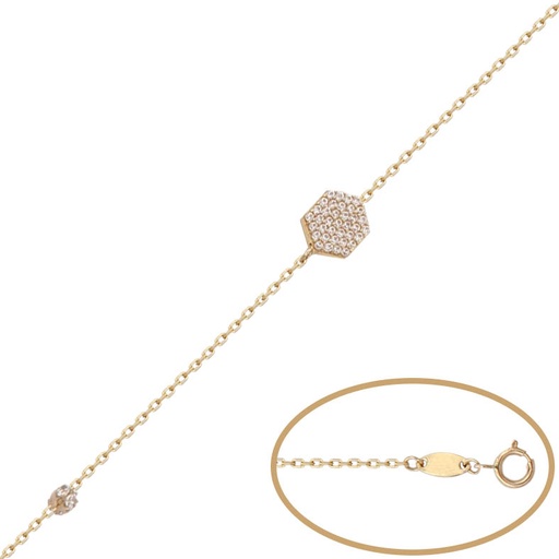 [PU1031] Pulsera oro 18 kt hexagono circonitas