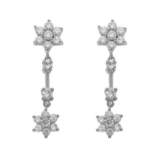 [P1354] Pendientes oro blanco 18 kt circonitas - 8x32mm