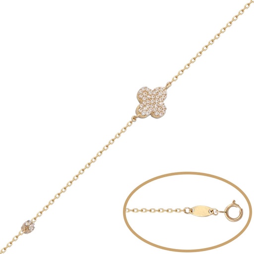 [PU1035] Pulsera oro 18 kt flor circonitas