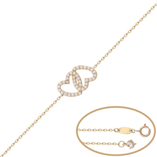 [PU1039] Pulsera oro 18 kt corazones circonitas