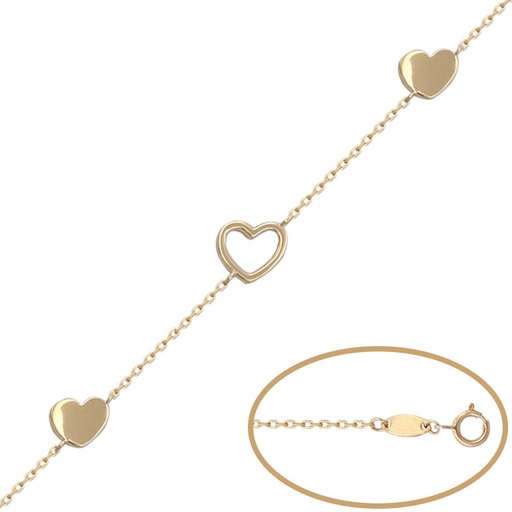 [PU1045] Pulsera oro 18 kt - 3 corazones