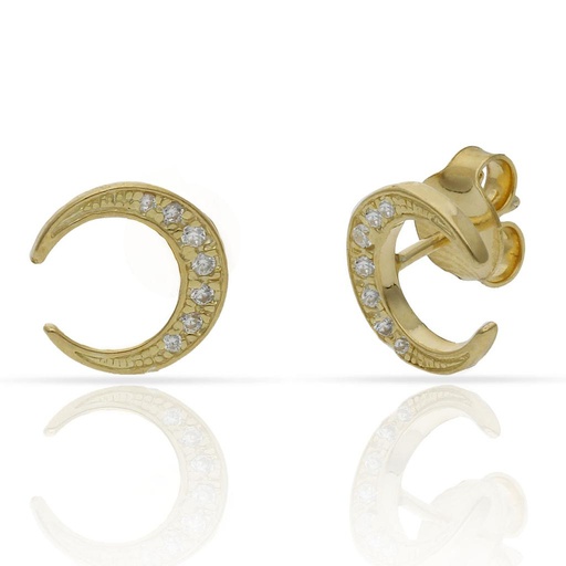 [AG1766] PENDIENTES PLATA CHAPADA ORO LUNA - 10MM
