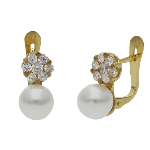 [P1417] Pendientes oro 18 kt perlas shell - 6x12mm