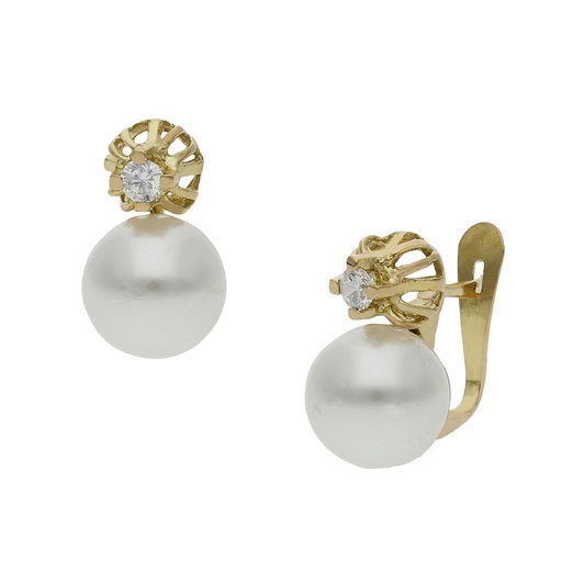 [P1418] Pendientes oro 18 kt perlas shell - 8x14mm