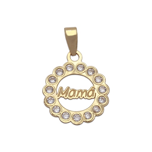 [G537] COLGANTE ORO 18KL MAMA CIRCONITAS - 12MM