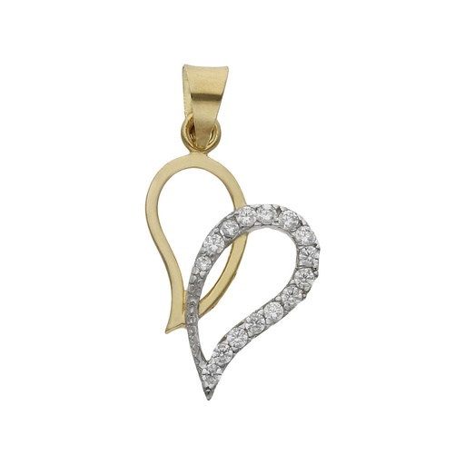 [GL68] COLGANTE ORO 18KL CORAZONES CIRCONITAS