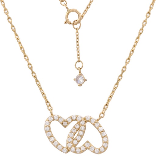[G668] GARGANTILLA ORO 18KL CORAZONES CIRCONITA