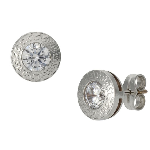[P967] Pendientes oro blanco 18 kt chaton - 9mm