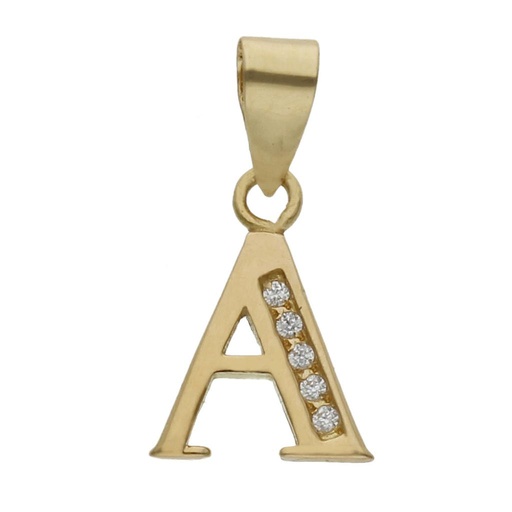 [GL69] COLGANTE ORO 18KL LETRA CIRCONITAS - 9MM