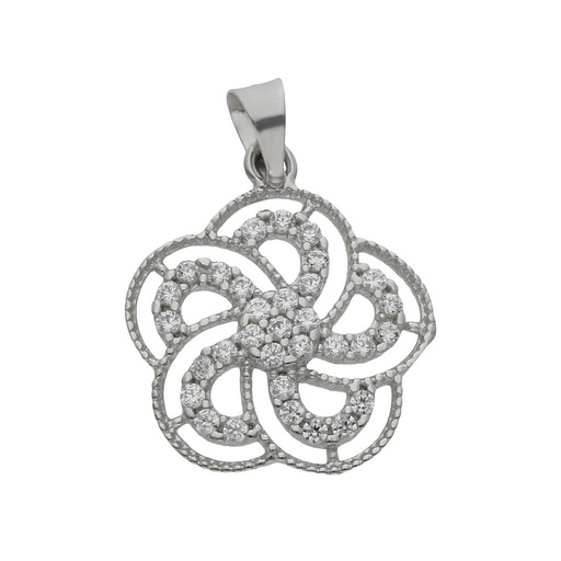 [GL99] COLGANTE ORO BLANCO 18KL FLOR CIRCONITAS