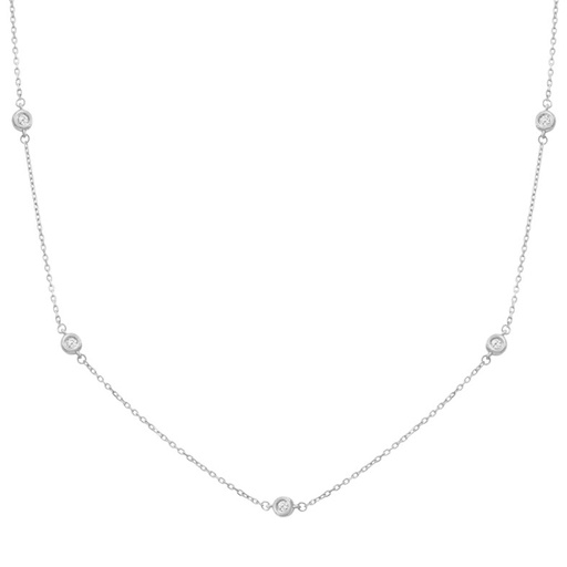 [G799] GARGANTILLA CHATONES ORO BLANCO 18KL - 3.50MM