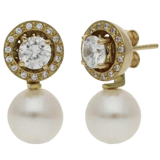 [P1331] Pendientes oro 18 kt - 3 en 1 perlas cultivadas