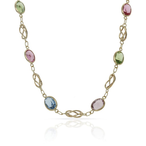 [CO380] COLLAR ORO 18KL PIEDRAS COLOR