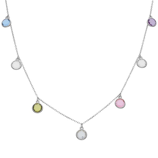 [AG641] GARGANTILLA PLATA 925MM PIEDRAS COLORES