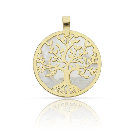 [AG650] COLGANTE PLATA CHAPADA ORO ARBOL DE LA VIDA NACAR - 25MM