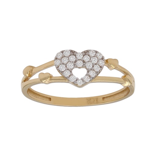 [S989] SORTIJA ORO 18KL CORAZON CIRCONITAS