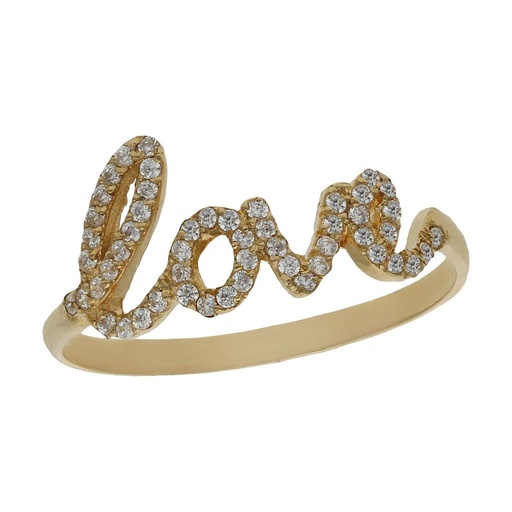 [S717] SORTIJA ORO 18KL LOVE CIRCONITAS