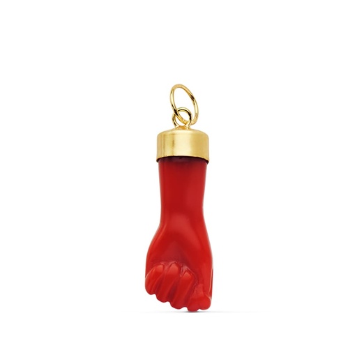 [P0051-R] 18K COLGANTE HIGA MANO ROJA 19X8 MM