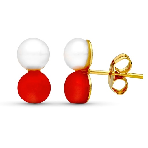 [P0133] 18K PENDIENTES ORO AMARILLO PERLA 10X5 MM