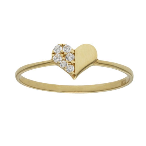 [S1016] SORTIJA ORO 18KL CORAZON CIRCONITAS