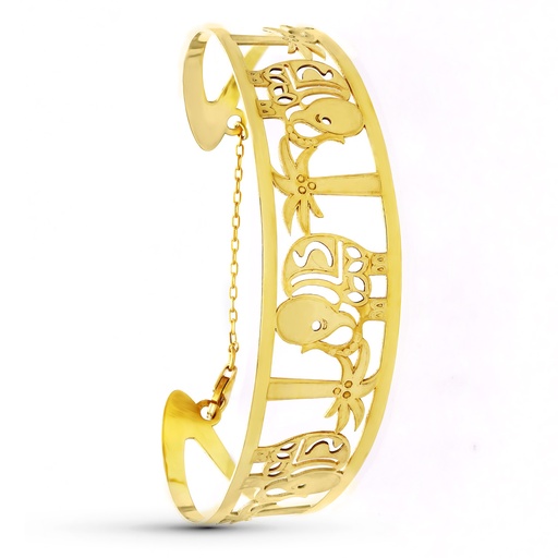[P02000006] 18K PULSERA ORO AMARILLO RIGIDA ELEFANTES LASER 20 MM