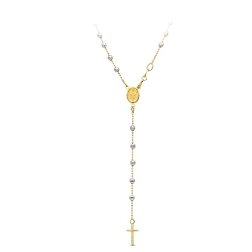 [P02000051] 18K ROSARIO ORO BICOLOR DIAMANTADO 45CM