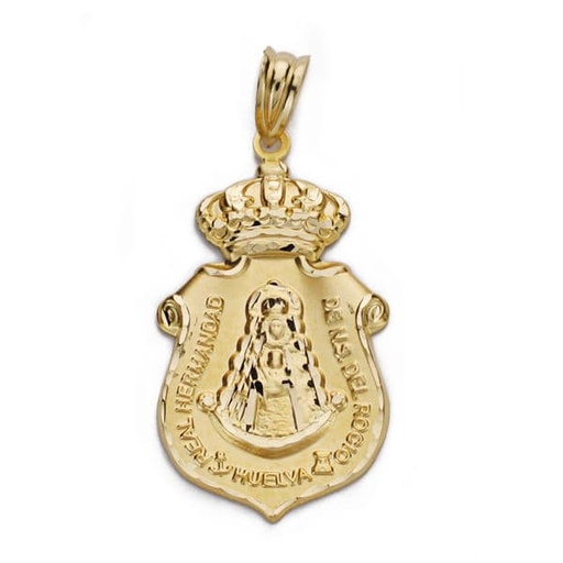 [P02000086] 18K COLGANTE ORO AMARILLO ESCUDO DEL ROCIO 30 MM