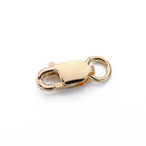 [P0249] 18K FORNITURA CIERRE HUECO MOSQUETON 14X6 MM