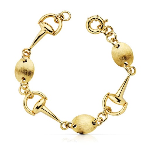 [P03000032] 18K PULSERA ESTRIBOS 14 MM 14.75 GR 19.5 CM