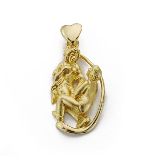[P0524] 18K COLGANTE ORO AMARILLO PAREJA ENAMORADOS 25X13MM