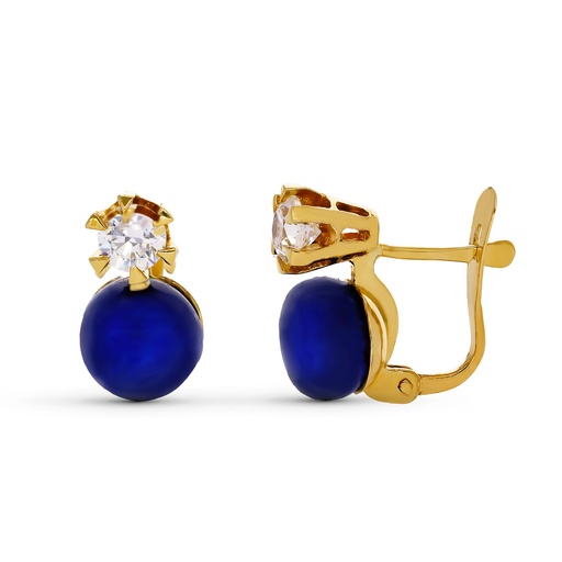 [P0556] 18K PENDIENTES ORO AMARILLO 1PIEDRA REDONDA FINA