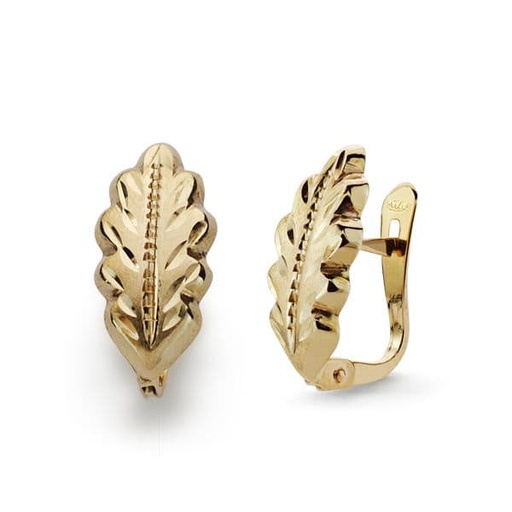 [P0645] 18K PENDIENTES LAPIDADOS 14X6 MM