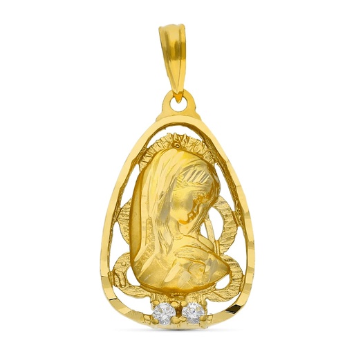 [P07000003] 18K MEDALLA ORO AMARILLO VIRGEN NIÑA CON CIRCONITA 23X14 MM