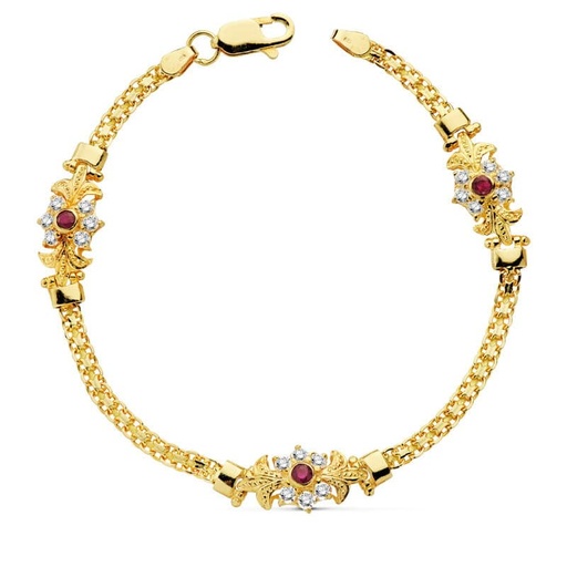 [P07000026] 18K PULSERA FLOR LIS 19CM 9.50 GR