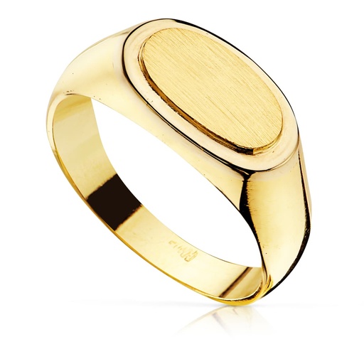 [P07000028] 18K SELLO ORO AMARILLO CABALLERO MACIZO LISO 12X6 MM 7.30 GR
