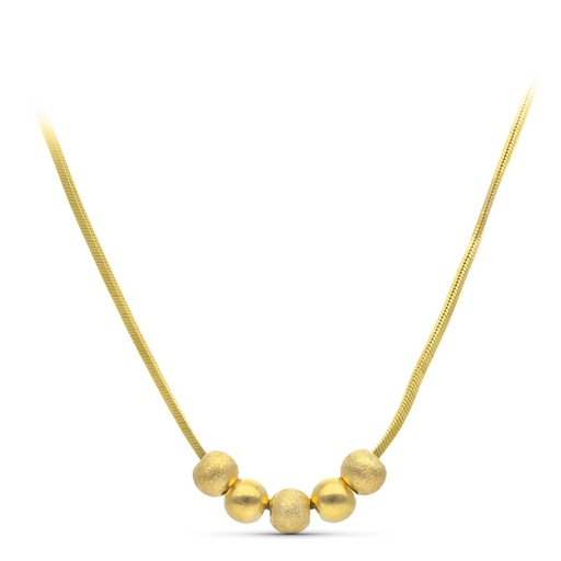 [P07000087] 18K GARGANTILLA ORO AMARILLO BOLAS MATE Y BRILLO 45 CM