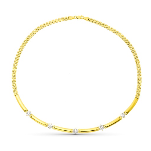 [P07000090] 18K GARGANTILLA ORO AMARILLO PANTER CON CIRCONITAS 45CM 7 MM