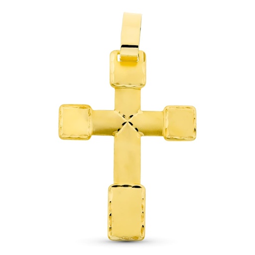 [P07000113] 18K CRUZ ORO AMARILLO TALLADA 44X30 MM