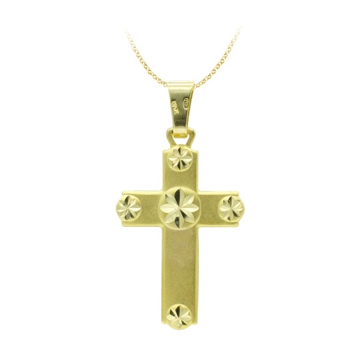 [P07000114] 18K CRUZ ORO AMARILLO TALLADA 28X18 MM