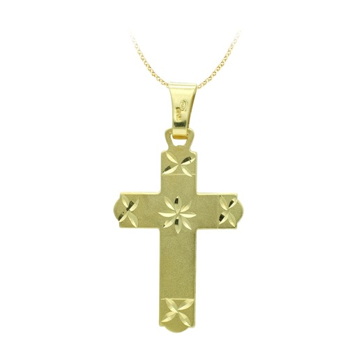 [P07000115] 18K CRUZ ORO AMARILLO TALLADA 28X18 MM