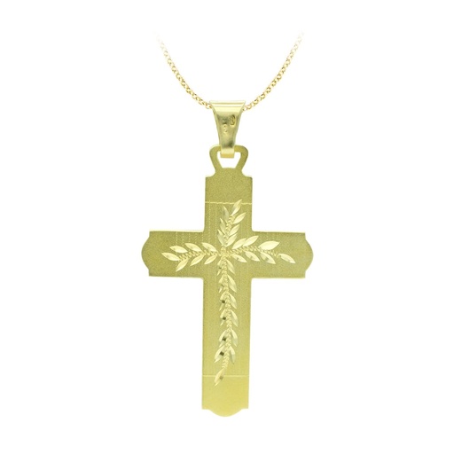 [P07000116] 18K CRUZ ORO AMARILLO TALLADA 42X27 MM