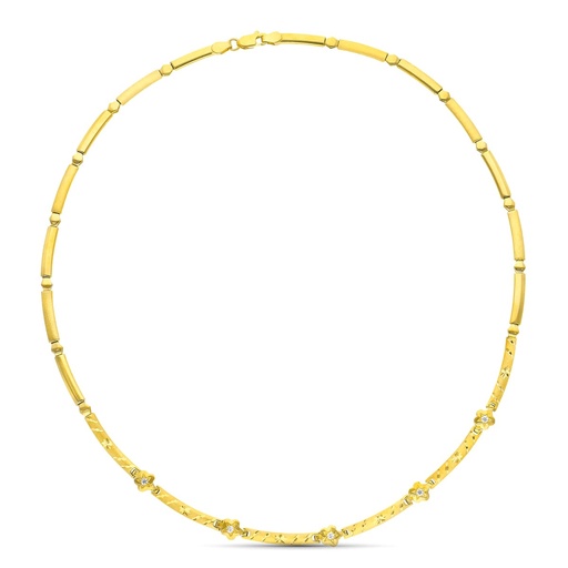 [P07000123] 18K GARGANTILLA ORO AMARILLO MATE Y BRILLO TRAMOS TALLADOS Y CIRCONITA