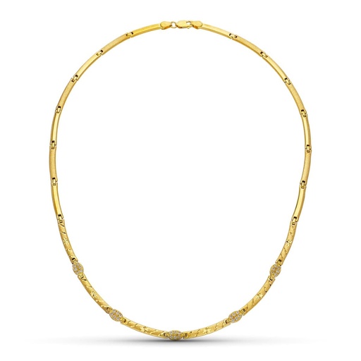 [P07000124] 18K GARGANTILLA ORO AMARILLO TRAMOS MATE BRILLO 45 CM